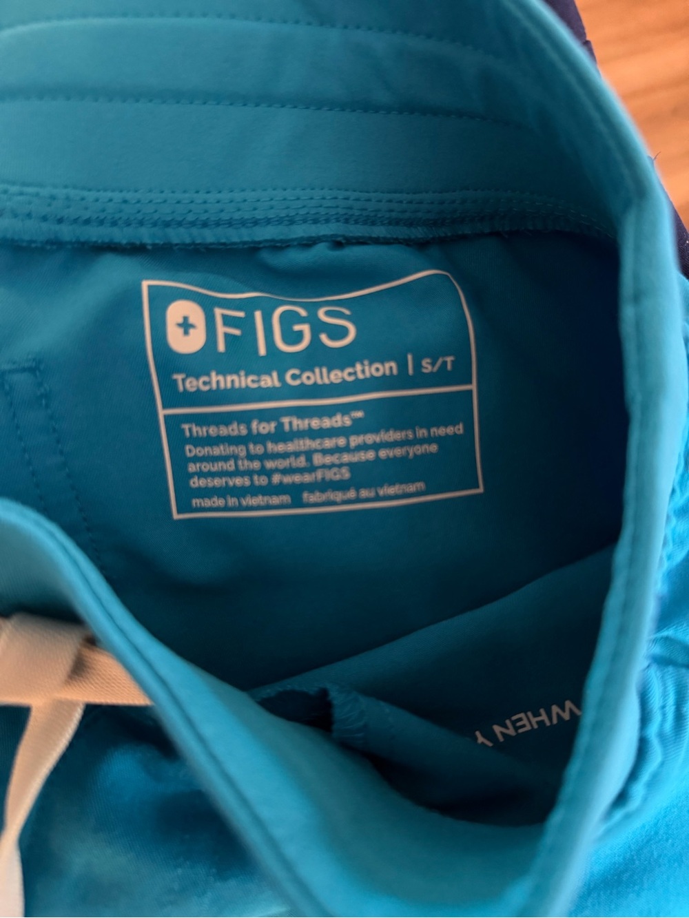 Figs Teal Blue Drawstring Jogger Pants - Picture 3 of 3